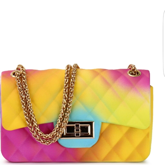 quilted rainbow silicone shoulder bag